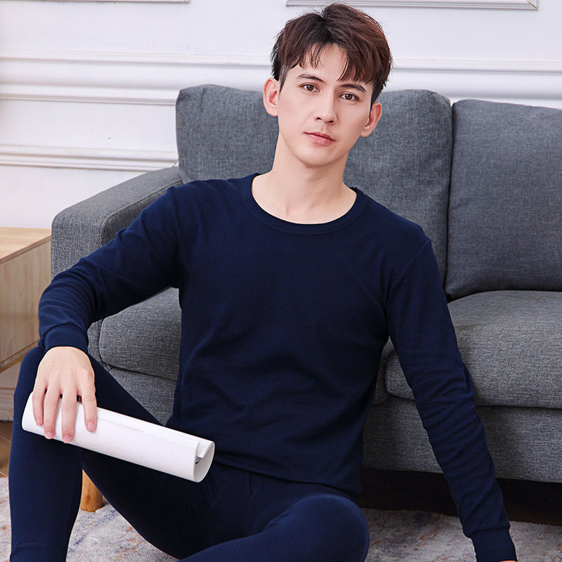 Padded thermal underwear set for men, round neck