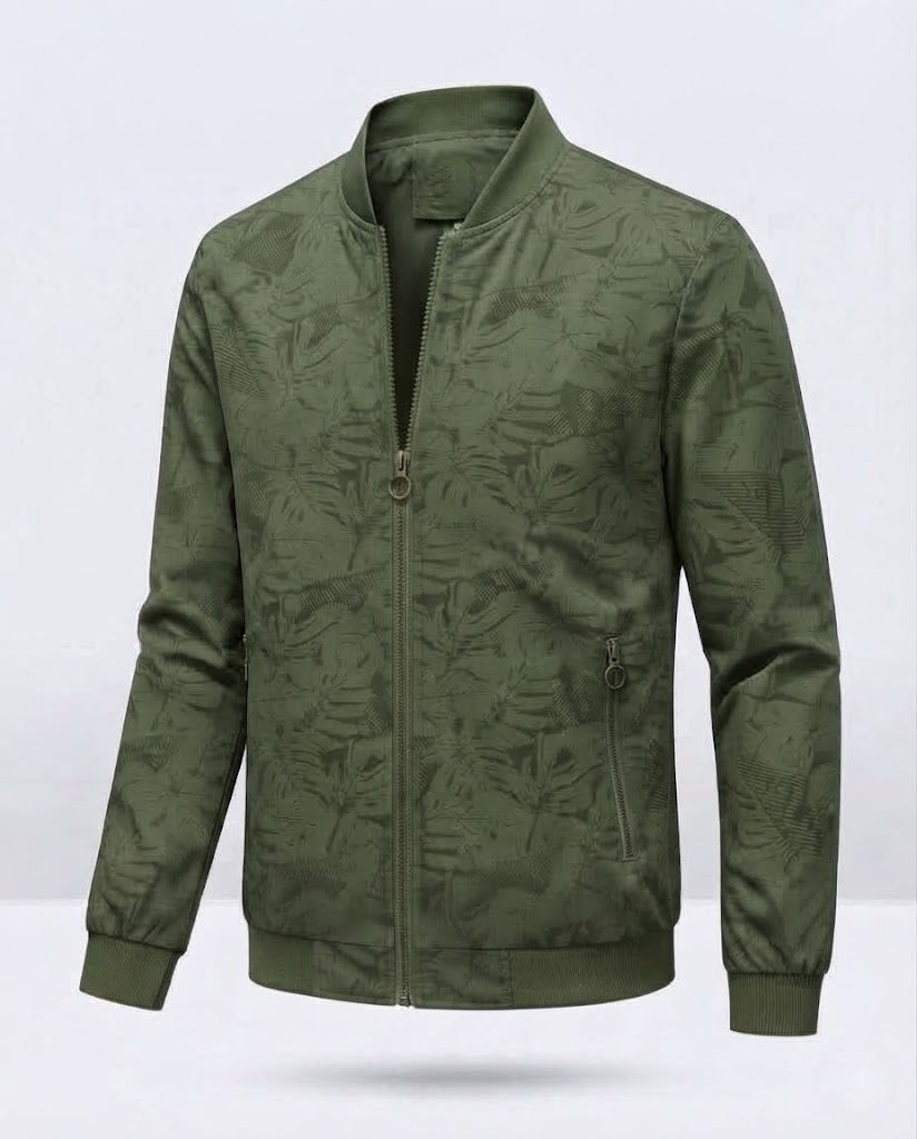 Men's Modern Bomber Jacket with Plant Pattern EVA-US