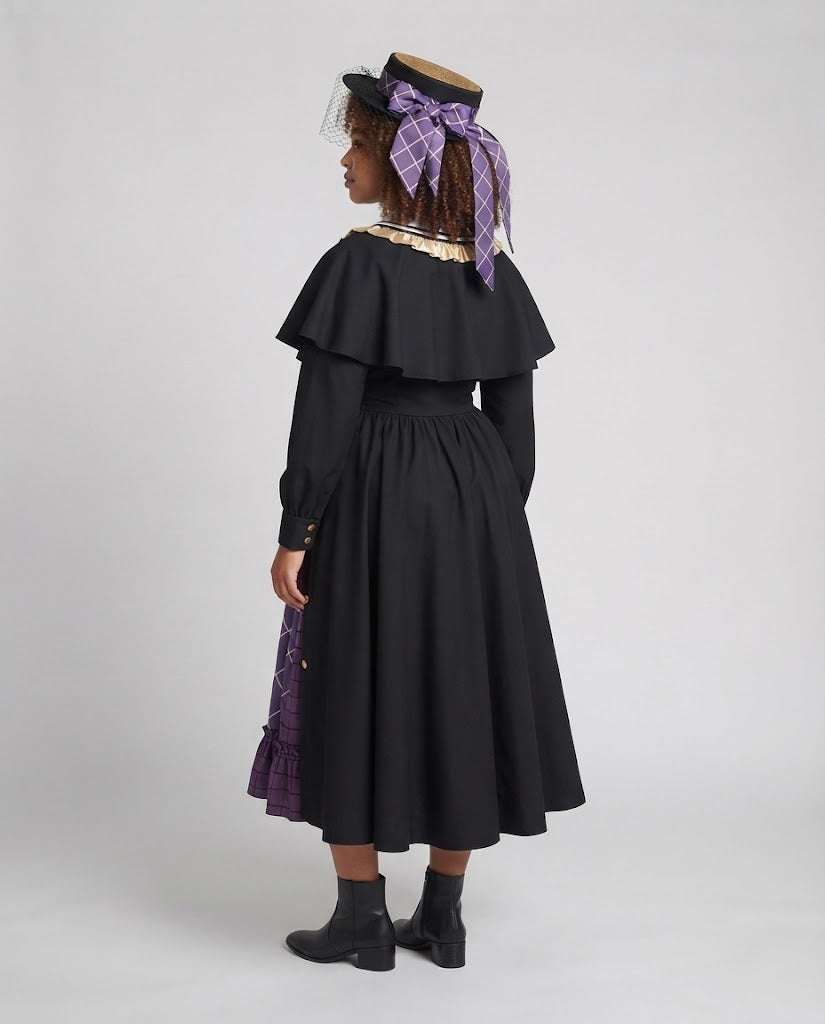 Women's costume dress with historically inspired elements and elegant accessories EVA-US