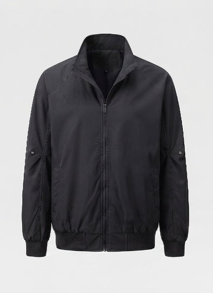 Men's lightweight urban blouson with standing collar, elastic hem, and sleeve pocket