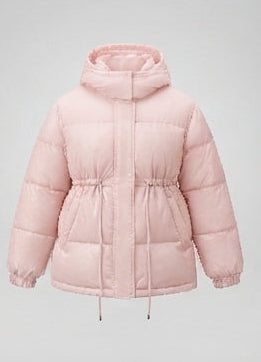 Women's padded hooded parka in boxy cut with tapered drawstring