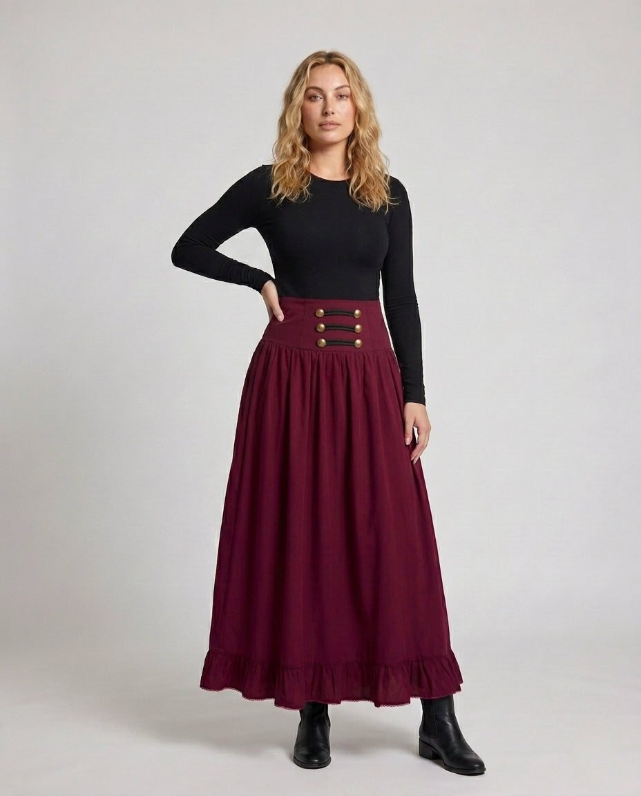 Ladies Elegant Wedding Skirt with Lacing and Ruffle EVA-US