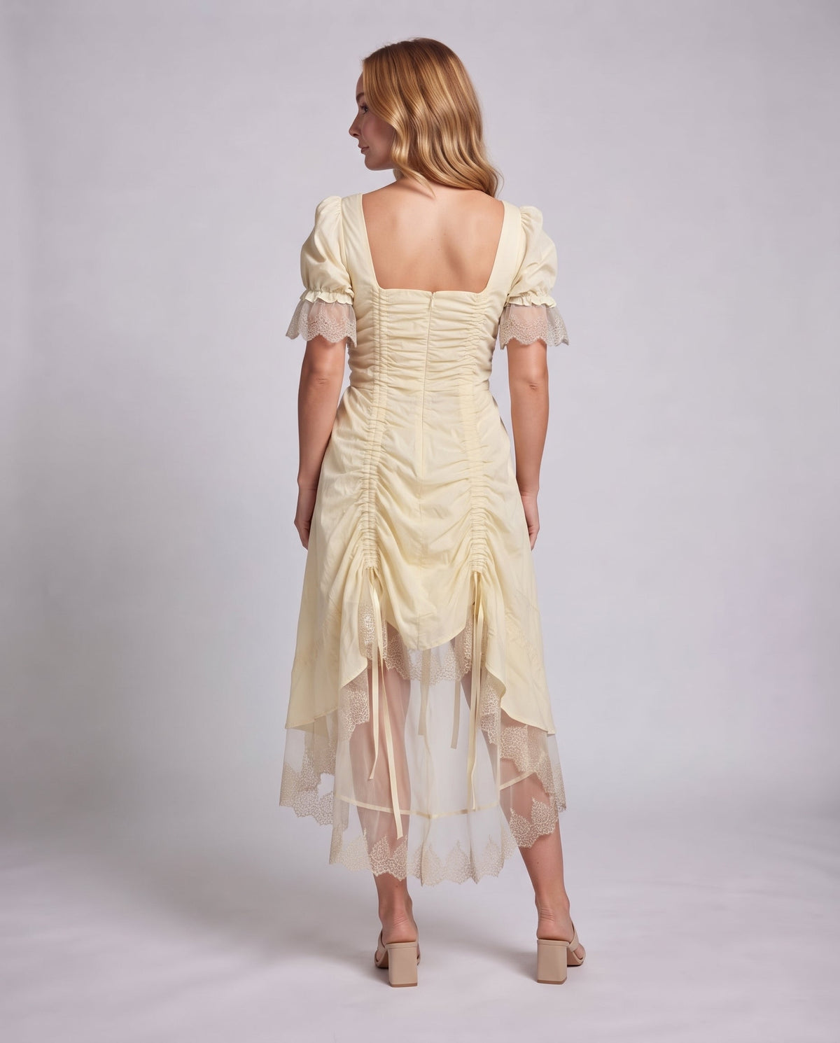 Women’s dress with ruffles and lace trim EVA-US