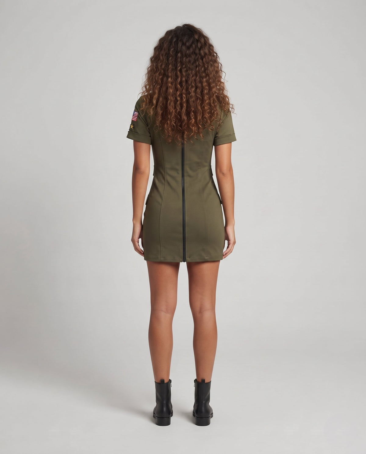 Women Camouflage Dress with Zipper EVA-US