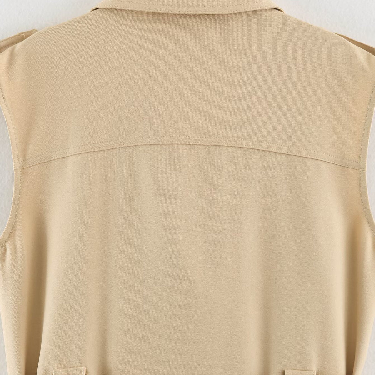 Women's Sleeveless Tailored Trench Dress with Tie Belt and Flap Pockets EVA-US