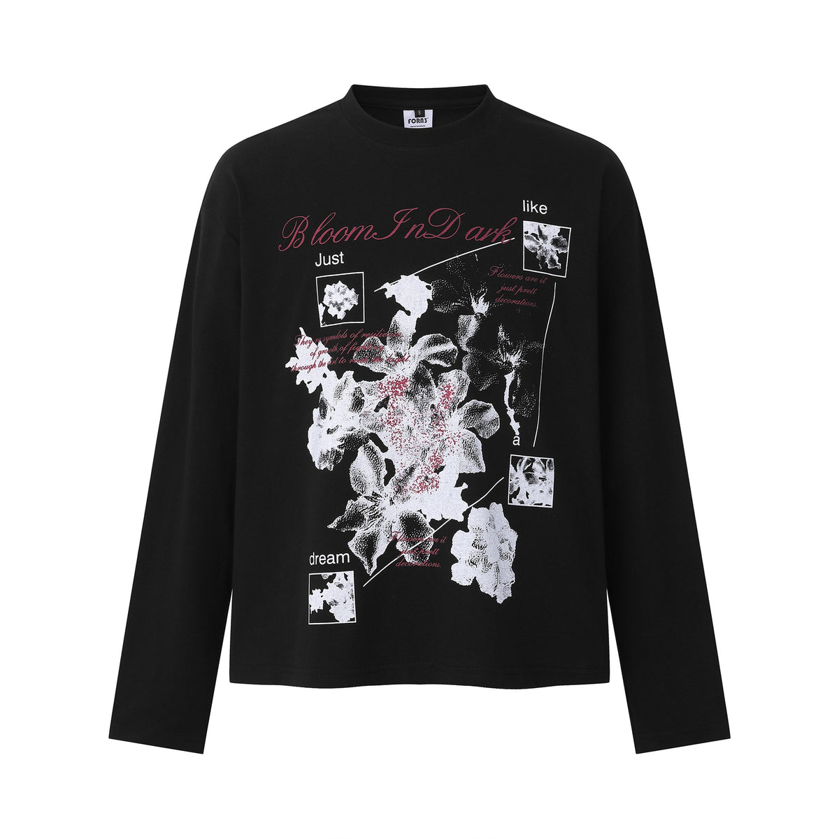 Women's long sleeve shirt with floral photo print and oversized boxy cut EVA-US
