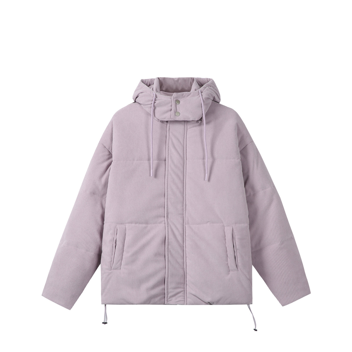 Unisex Quilted Cord Parka in Boxy Cut with High Collar and Drawstring EVA-US