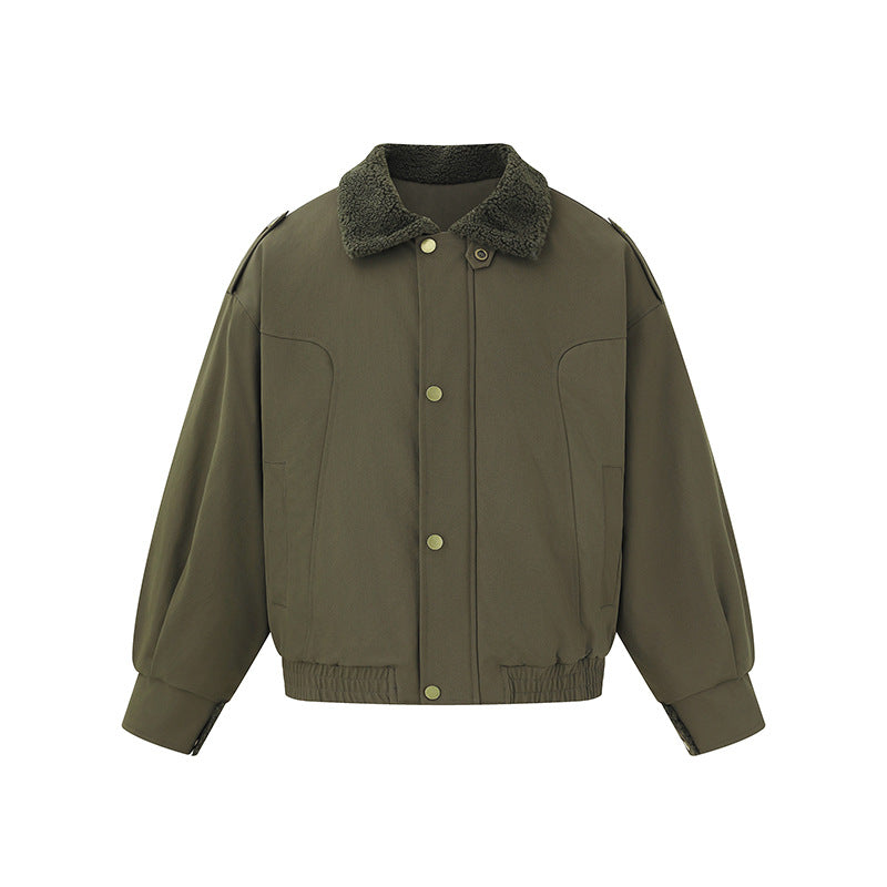 Women's short-cut boxy blouson with teddy collar and shoulder tabs EVA-US