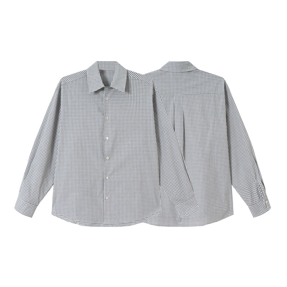 Unisex Oversized Check Shirt in Relaxed Fit with Rounded Hem EVA-US