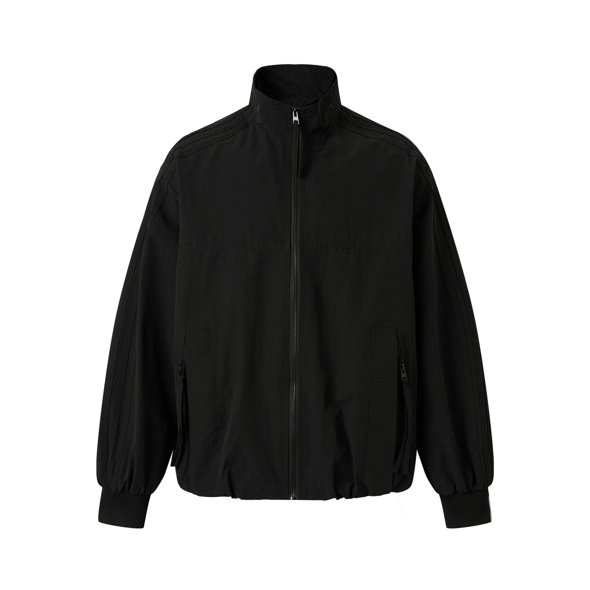 Unisex Light Windbreaker Jacket with High Stand-up Collar and Functional Pockets EVA-US