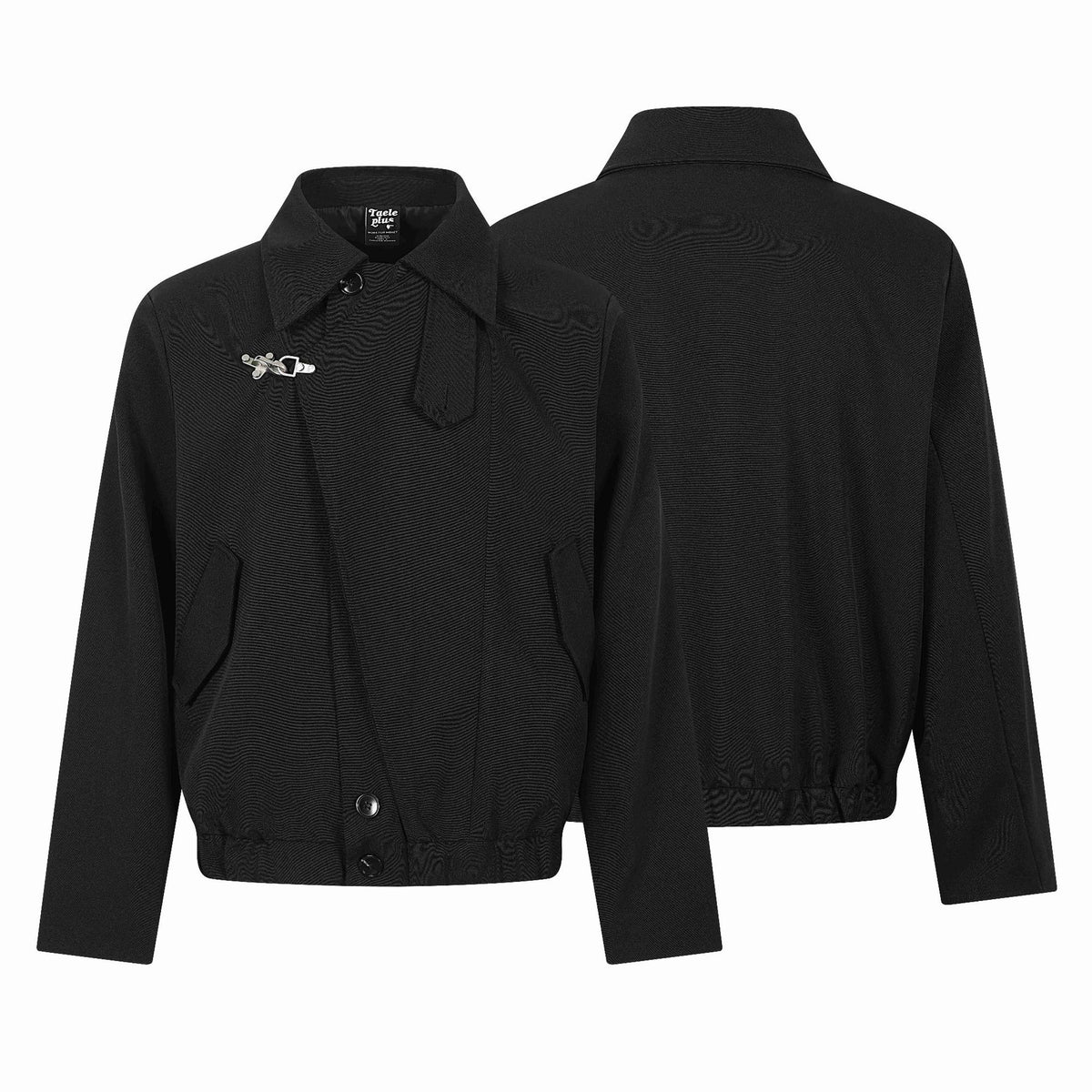 Ladies short blouson in overshirt style with distinctive shirt collar and metal hook closure EVA-US