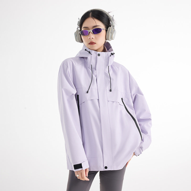 Women's technical waterproof oversized parka with hood and concealed zip pockets EVA-US
