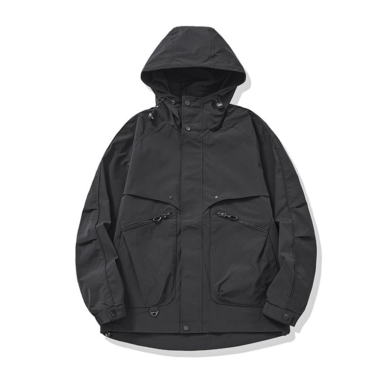 Unisex Technical Utility Field Jacket with Hood and Multiple Zipper Pockets EVA-US