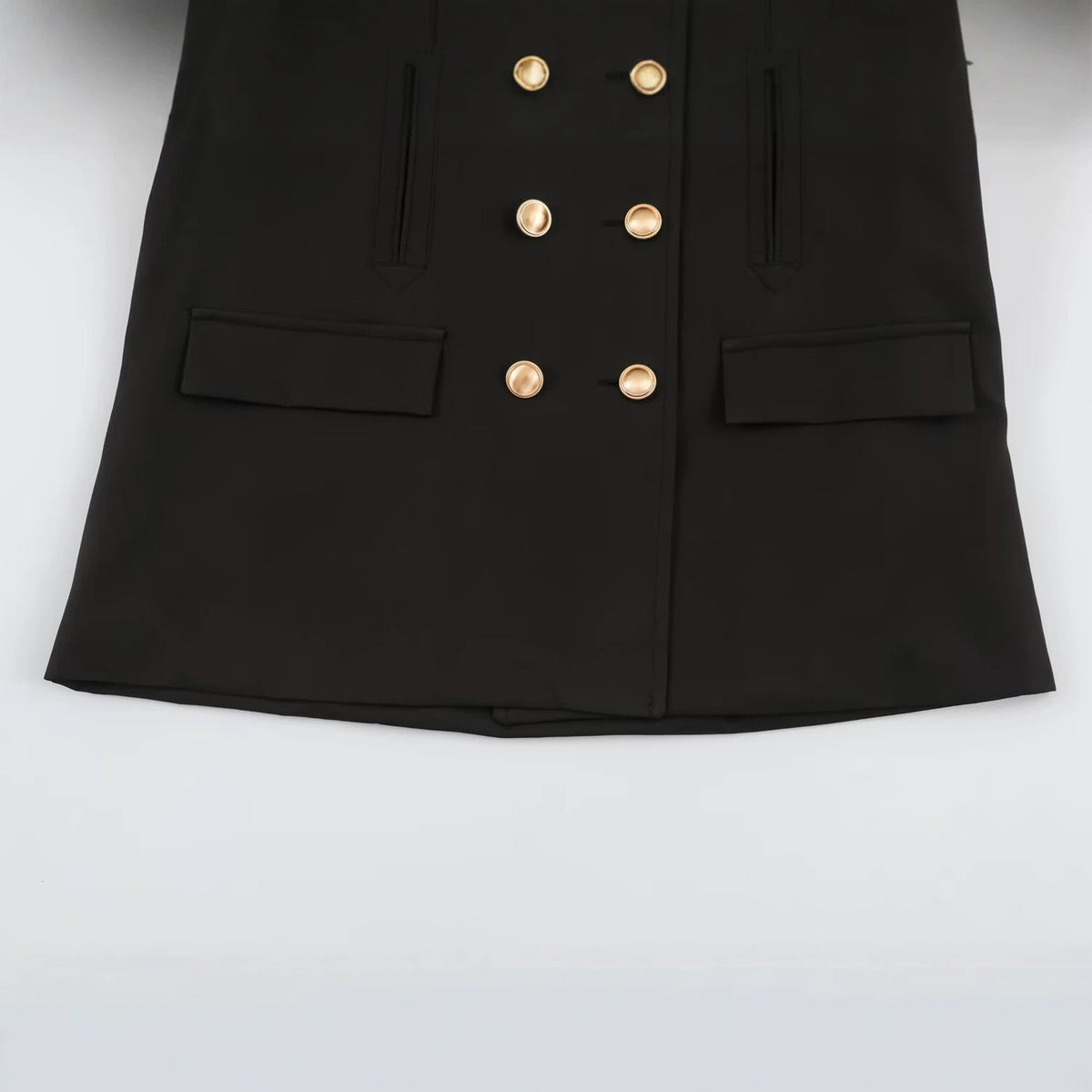 Women's Double-Breasted Short Jacket with Faux Fur Sleeves EVA-US