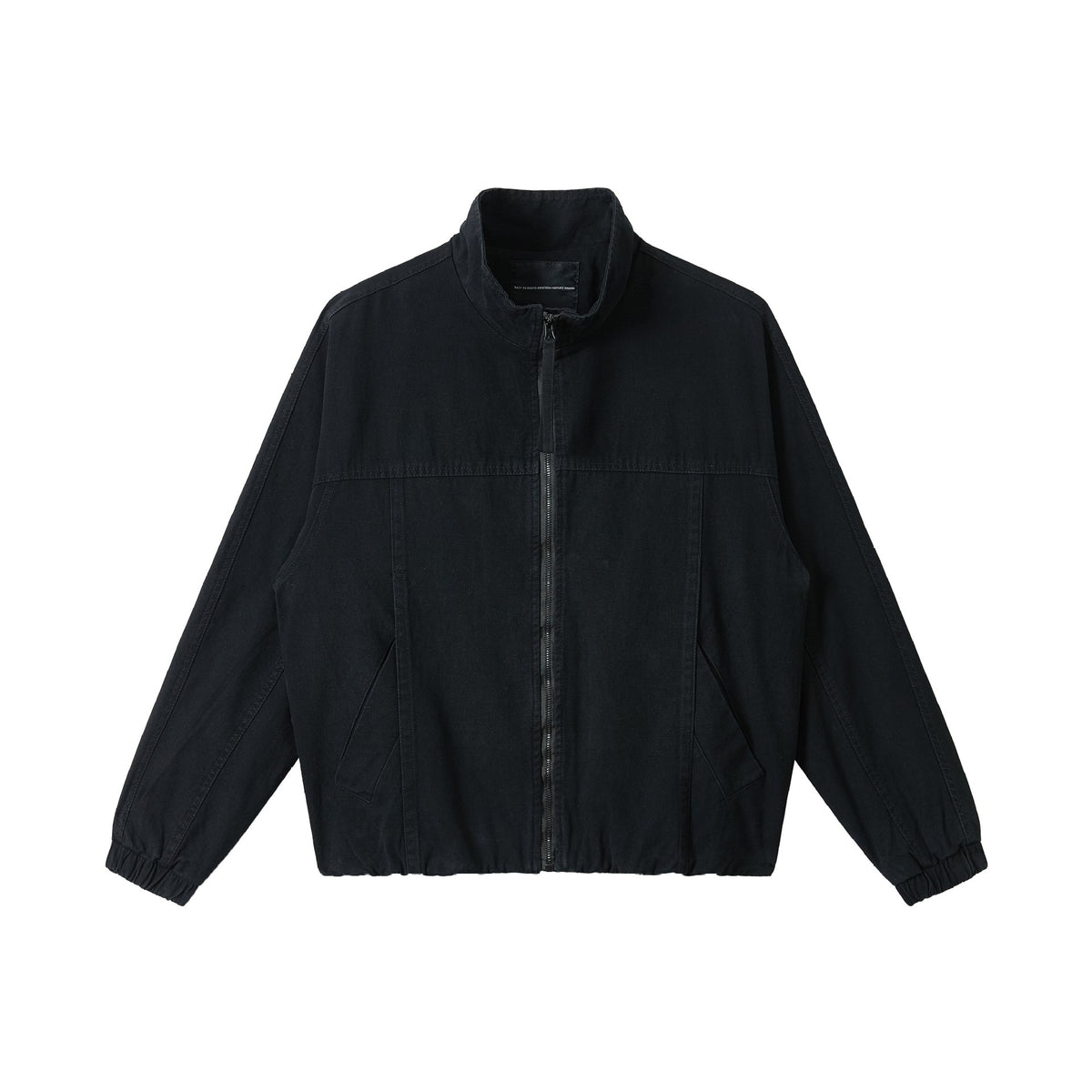 Men's Boxy Canvas Field Blouson with High Stand Collar and Elastic Hem