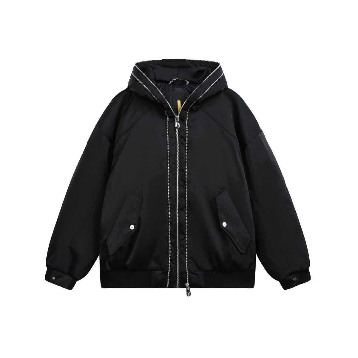 Men's Padded Oversized Bomber Jacket with Hood and Double Zipper EVA-US