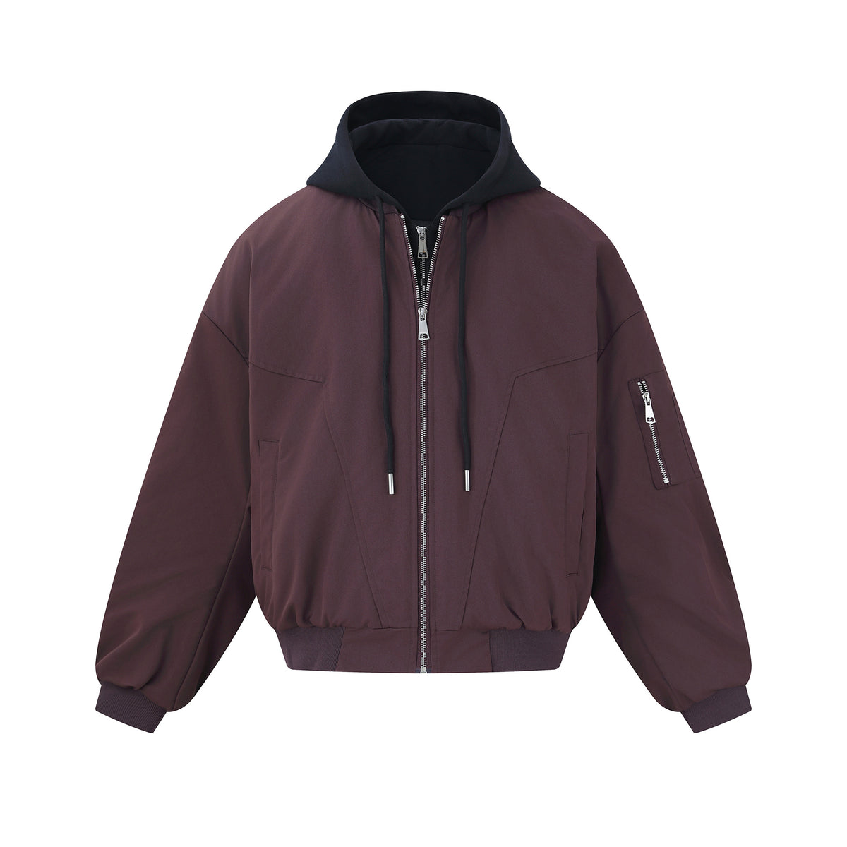Men's short cut boxy hoodie bomber with hood insert and utility pockets EVA-US