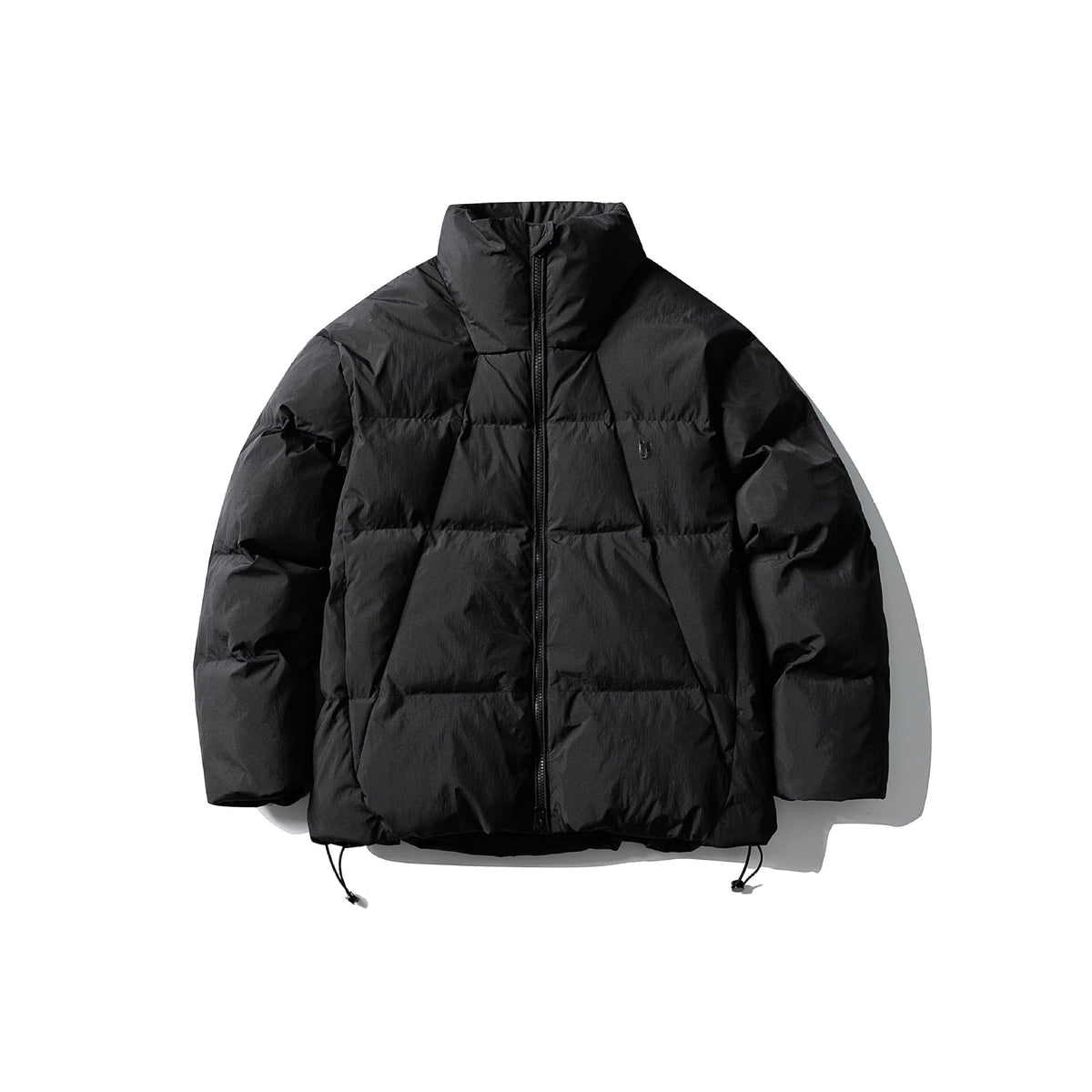 Unisex short-cut square quilted puffer jacket with high funnel collar and adjustable hem EVA-US