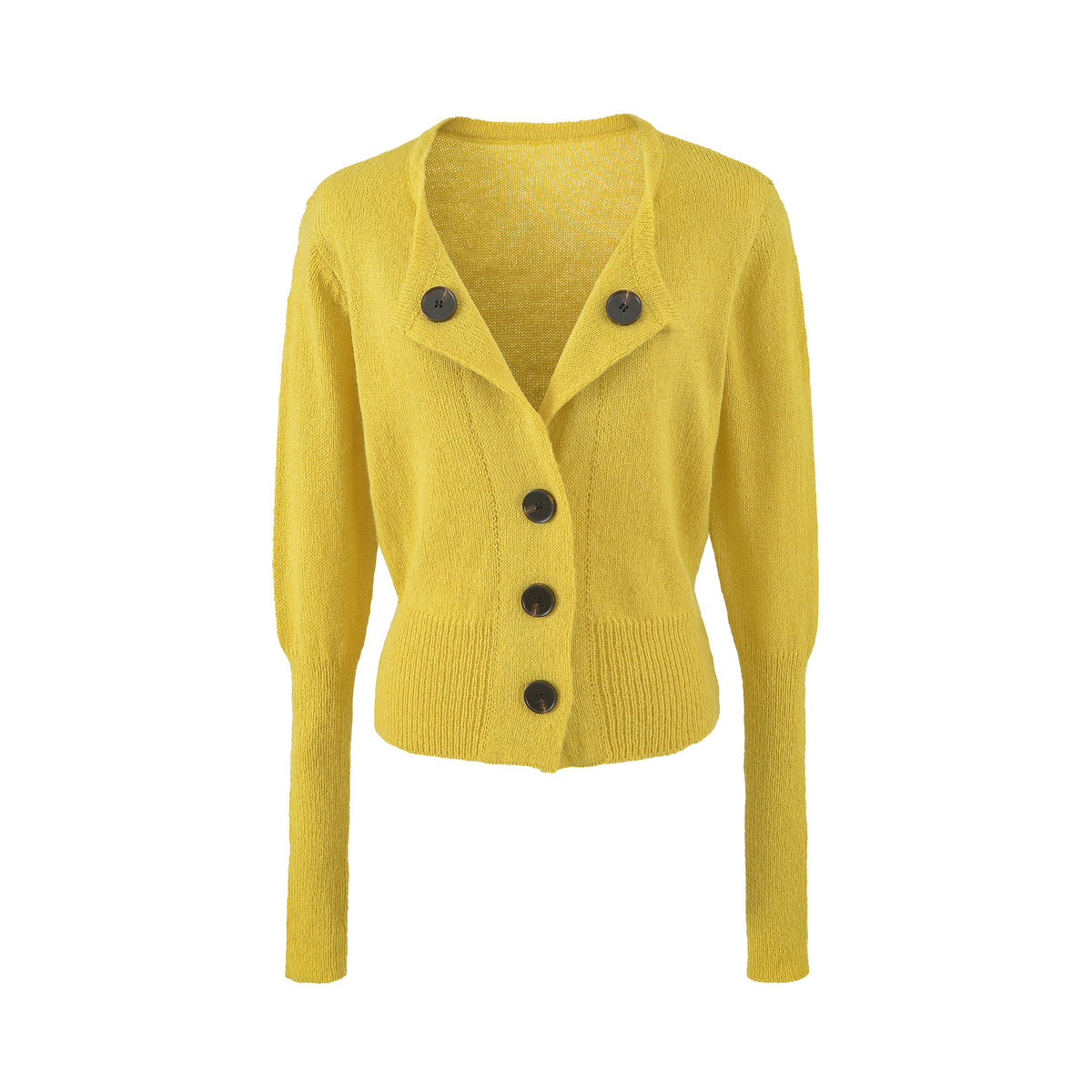 Women's Cropped Tailored Cardigan with Shawl Collar and Large Decorative Buttons EVA-US