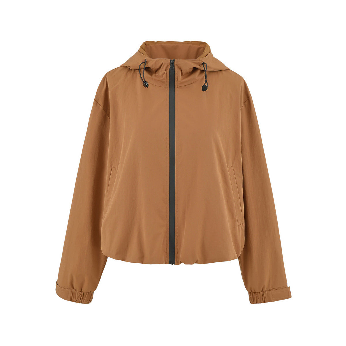 Women's Cropped Transition Jacket with Hood, Drawstring and Elastic Hem