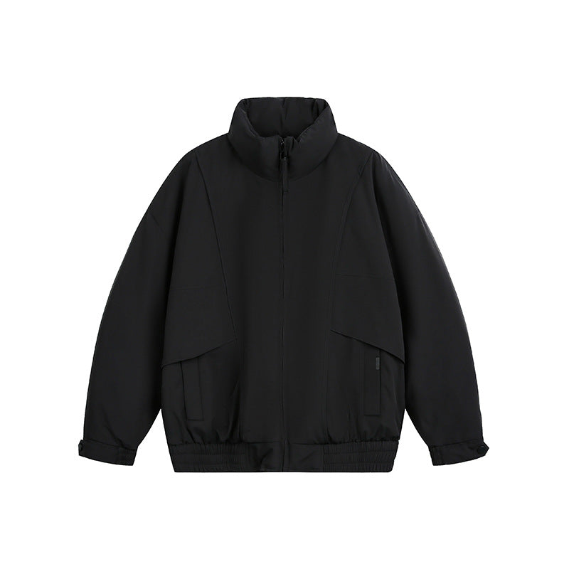 Men's Lightweight Windproof Urban-Utility Bomber Jacket with Stand Collar and Elastic Hem EVA-US