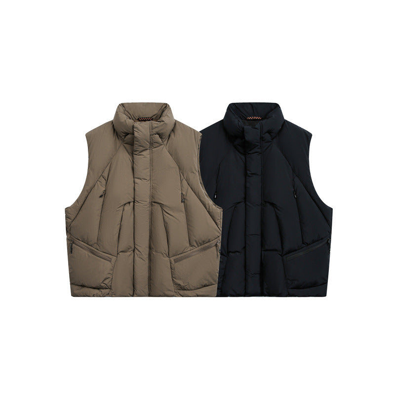 Men's padded quilted vest with high stand-up collar and multifunction pockets EVA-US