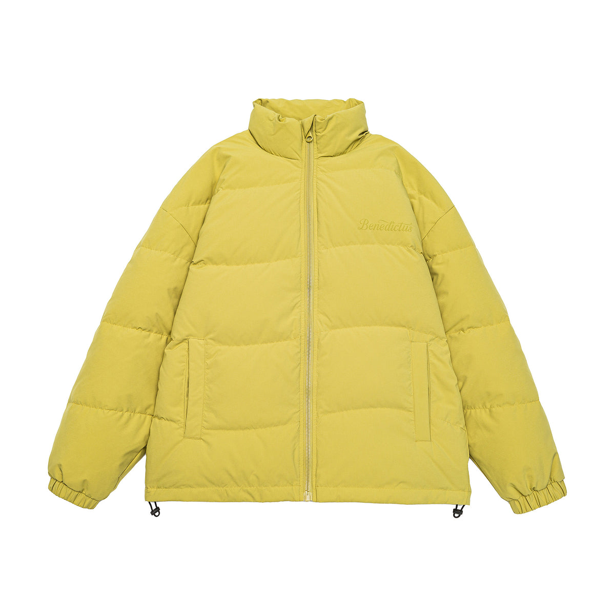 Women's Boxy Quilted Puffer Jacket with High Stand Collar, Drawstring and Elastic Cuffs EVA-US