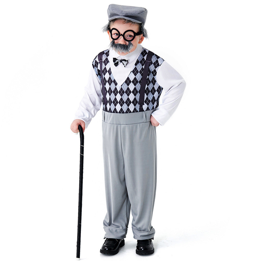 Men's carnival costume as a stylish grandfather with characteristic accessories EVA-US