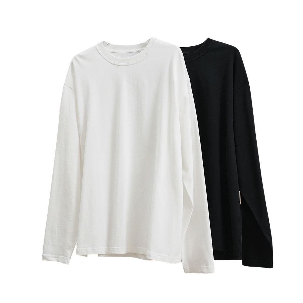 Women Loose Long Sleeve in Oversized Style made of Cotton Jersey with Extended Hem EVA-US