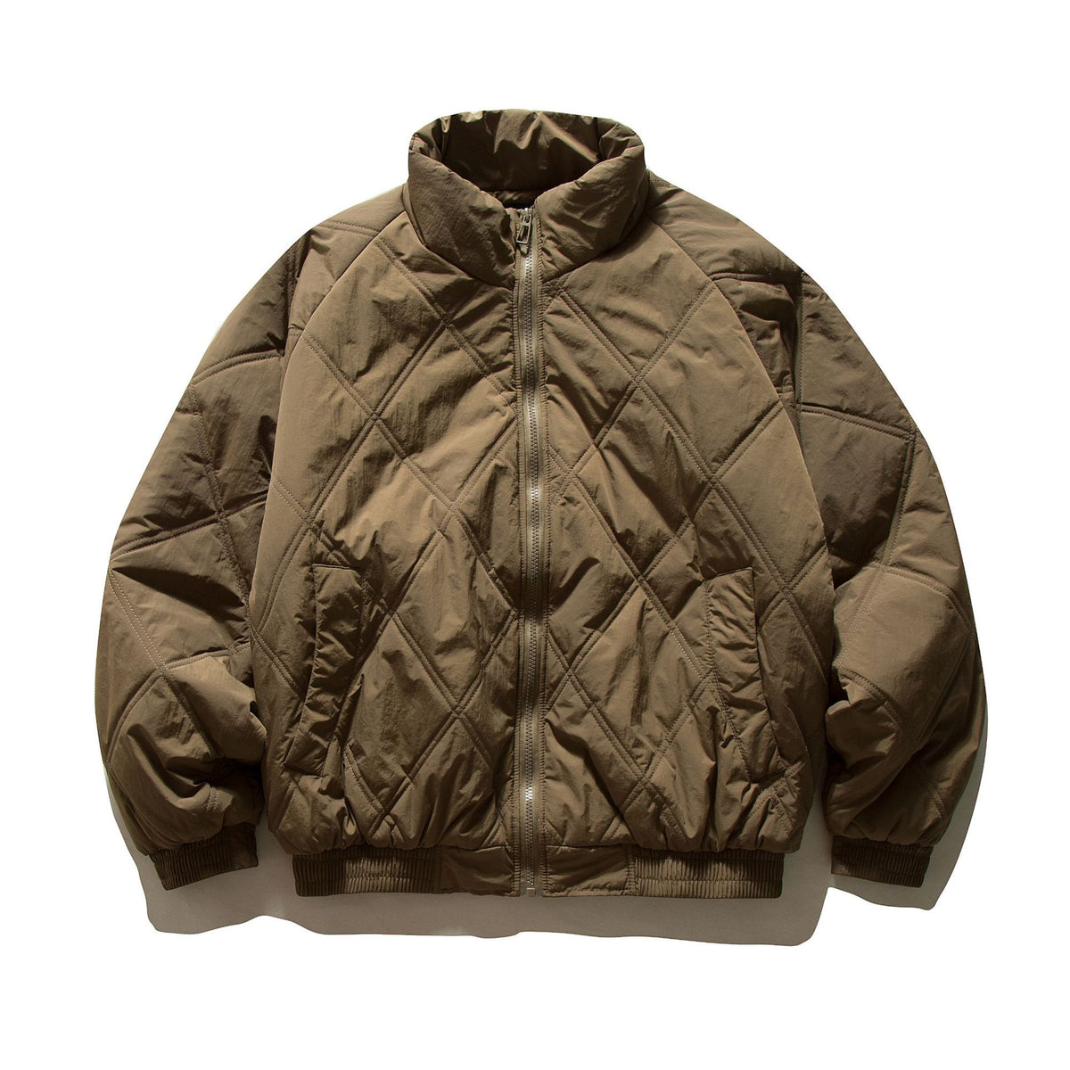 Unisex Boxy Padded Blouson with Diamond Quilting and High Funnel Collar EVA-US