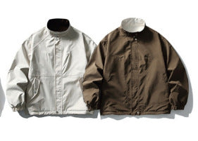 Unisex Lightweight wind and water-repellent oversized boxy jacket with stand-up collar and elastic hem EVA-US