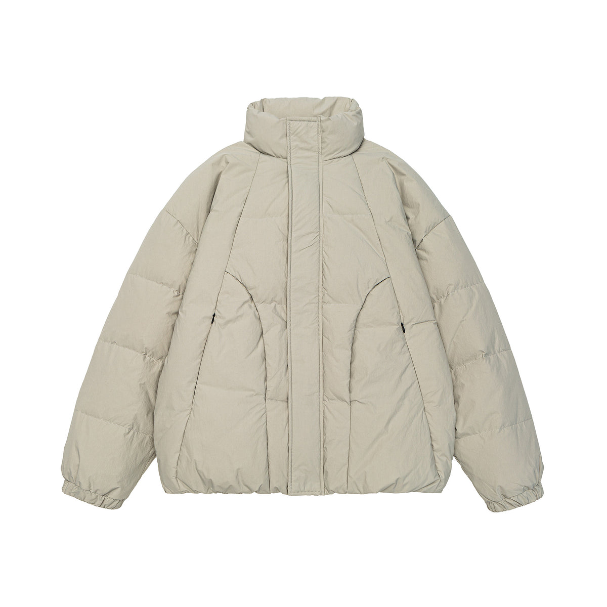 Women's Voluminous Padded Jacket with High Stand Collar and Windproof Front Flap EVA-US