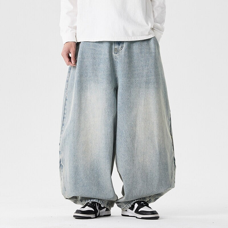 Men's extra-wide baggy jeans with a dropped crotch, relaxed low-crotch cut, and wide hem EVA-US