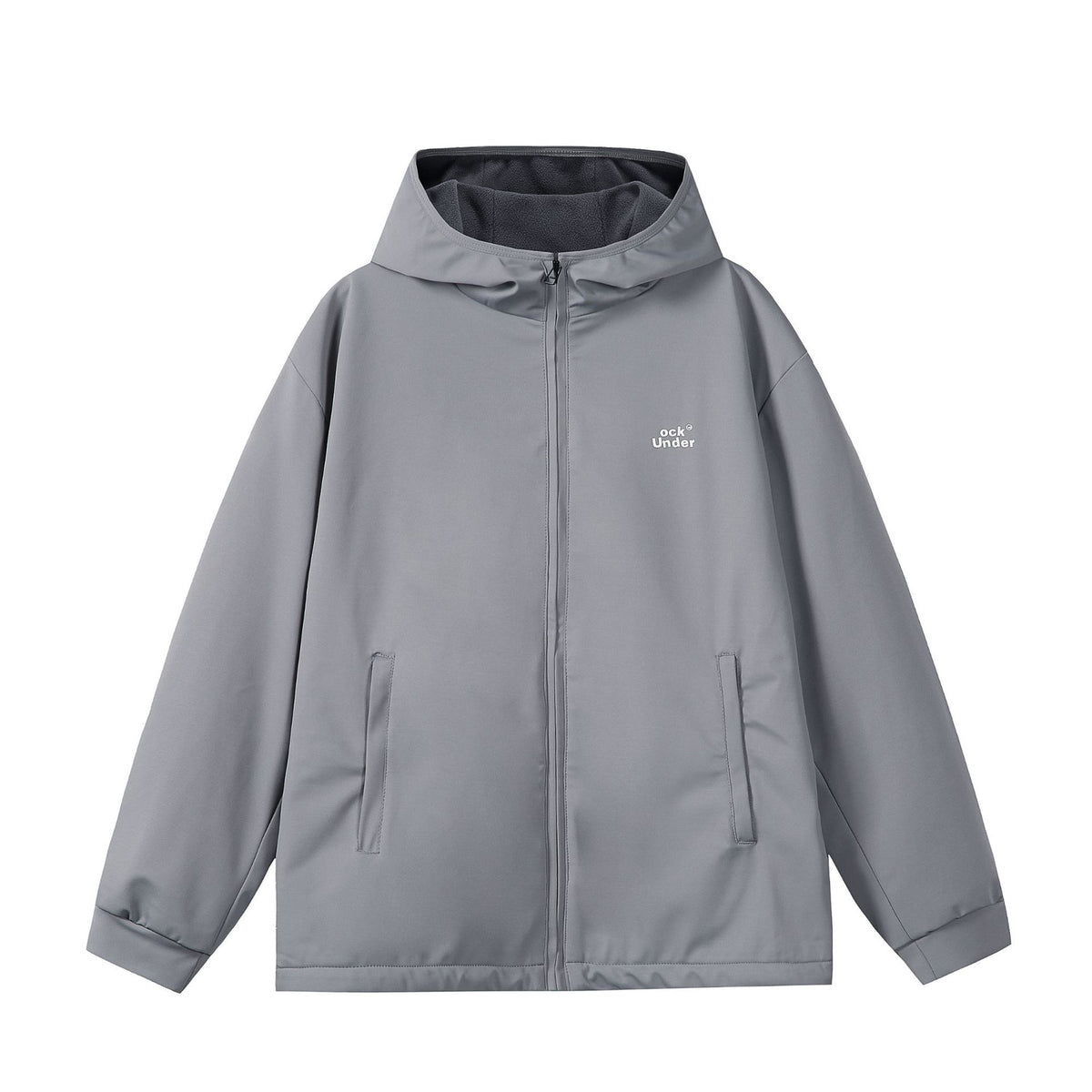 Unisex wind and rain jacket with hood, water-repellent softshell cover and warming fleece lining EVA-US