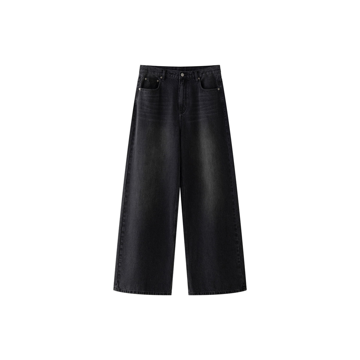 Women's Wide High-Waist Denim Palazzo Pants with Vintage Wash EVA-US