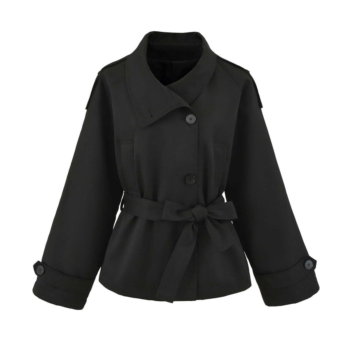 Ladies short trench with tie belt and wide arm EVA-US