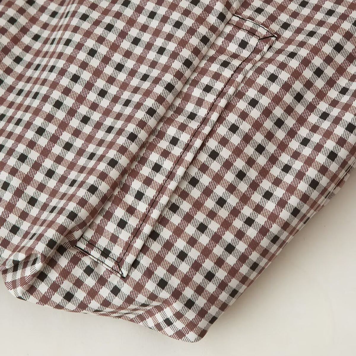 Women's Checked Cropped Field Jacket with Drawstring Hem, Stand-Up Collar and Boxy Silhouette EVA-US