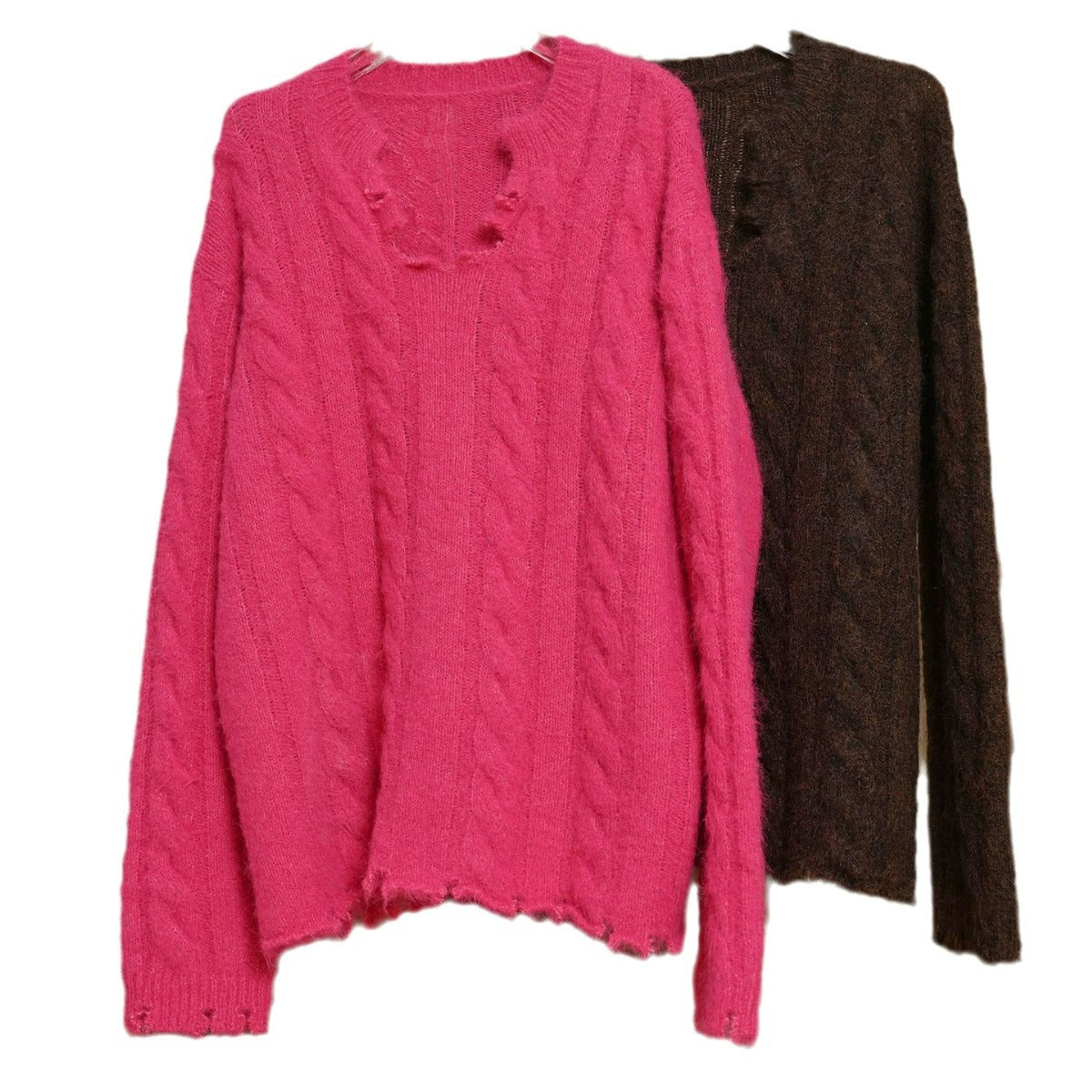 Women's Oversized Mohair-Optic Sweater with Fluffy Texture and Relaxed Silhouette EVA-US