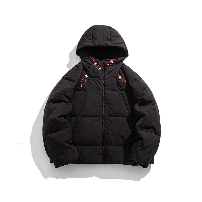 Men's lightly padded hooded jacket with windproof microfiber shell and adjustable drawstring EVA-US
