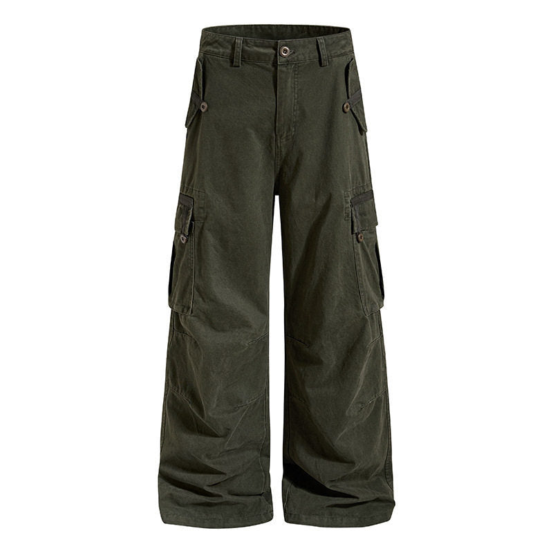 Women Wide Cargo Culotte Pants with High Waist and Multi-Pockets EVA-US