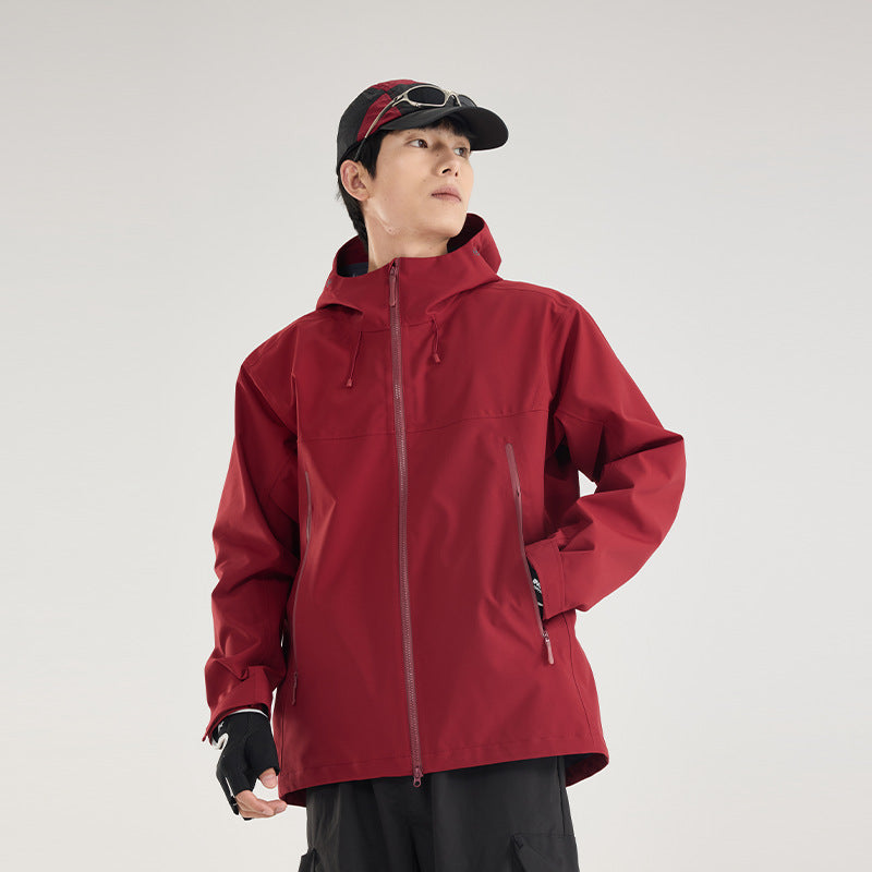 Men's Waterproof Softshell Outdoor Jacket with Adjustable Hood and Breathable Membrane EVA-US