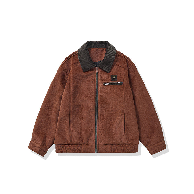 Men's short-cut fleece jacket with cord collar and safety chest pocket EVA-US