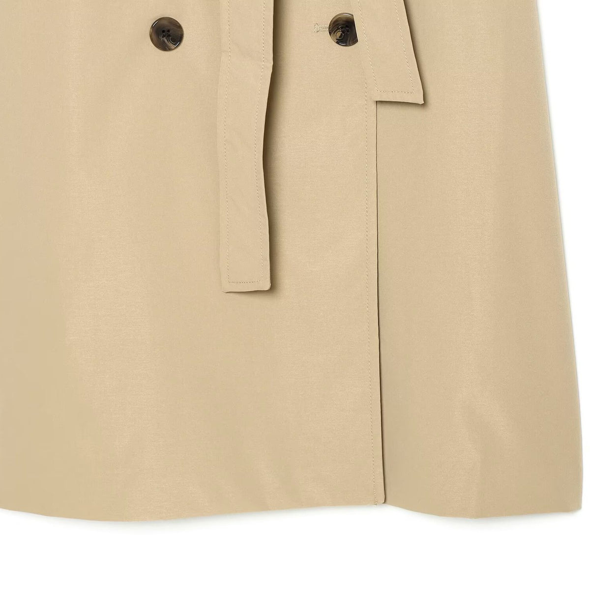 Women Double-breasted Trench Coat with Removable Cape Sleeves and Waist Belt EVA-US
