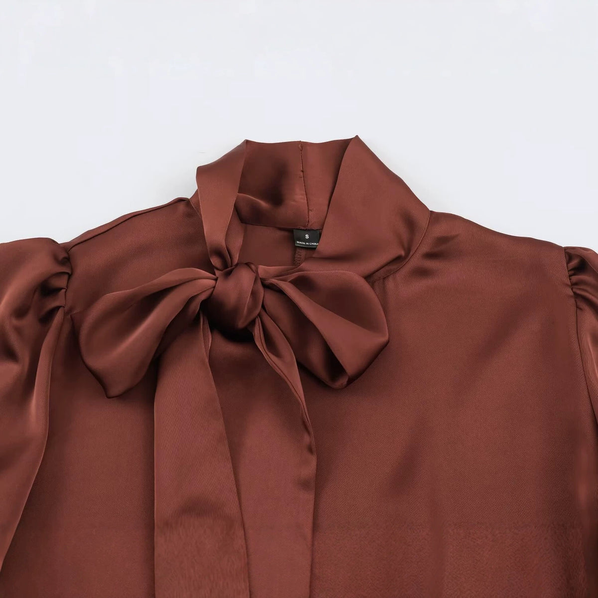 Ladies Two-Piece Satin Set with Bow Blouse and Pleated Culotte EVA-US