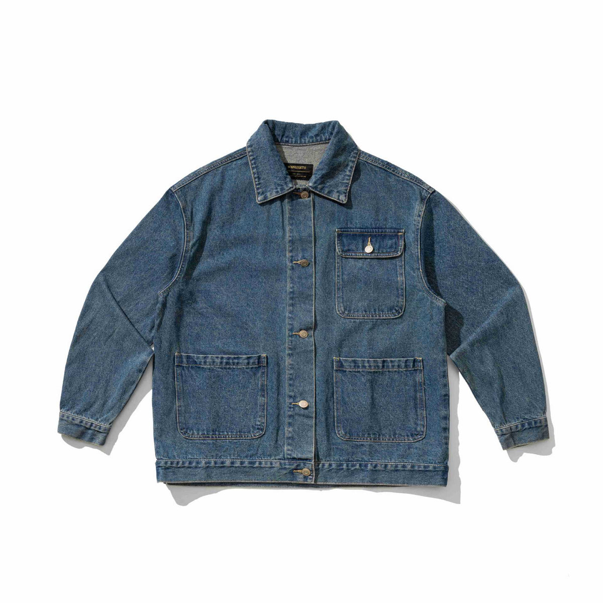Unisex Robustess Denim Workwear Blouson with Shirt Collar and Large Flap Pockets EVA-US