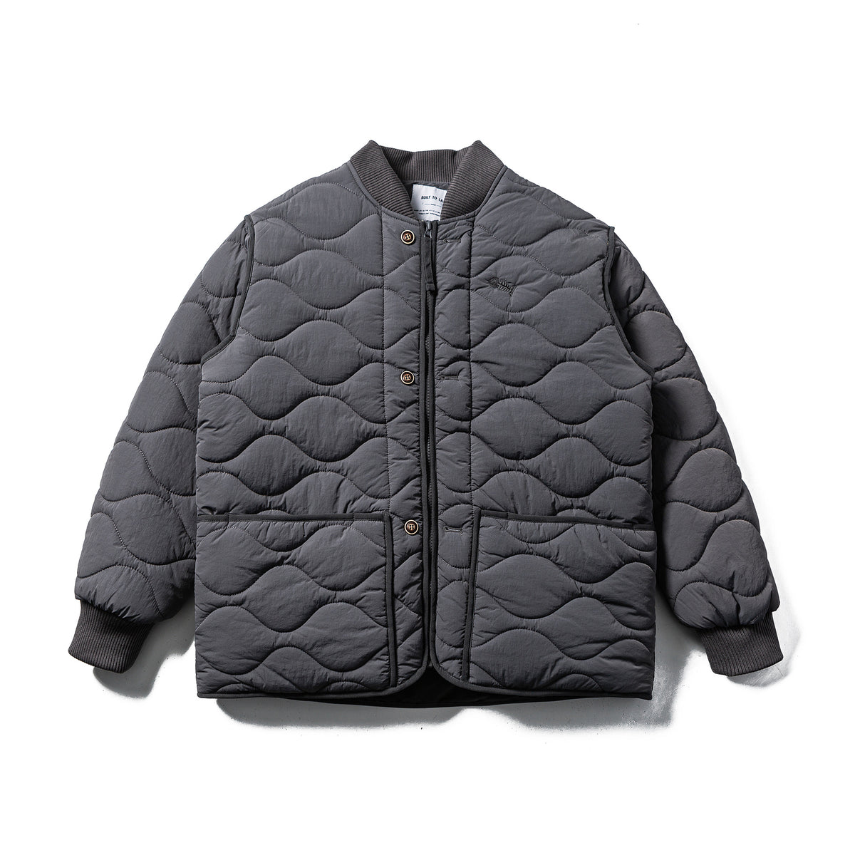 Men's Quilted Boxy Blouson with Wave Quilting and Leather Piping EVA-US