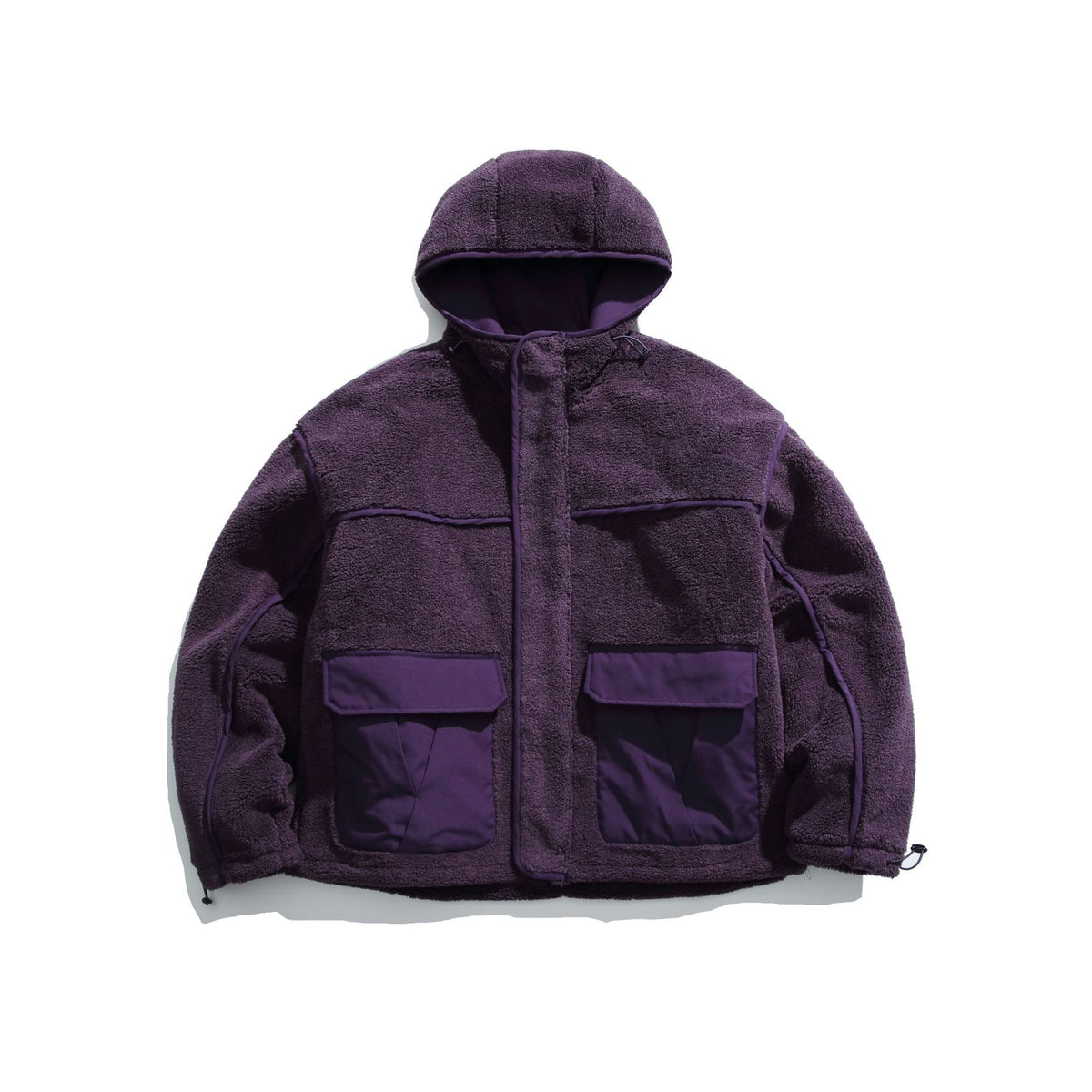 Unisex Insulated Fleece Utility Jacket with Hood and XXL Flap Pockets EVA-US