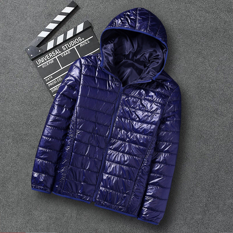 Men's nano ultra-light hooded padded jacket with pack function and windproof shell EVA-US