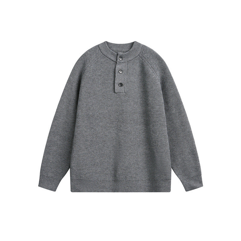 Unisex ribbed sweater with Henley placket and raglan sleeves EVA-US
