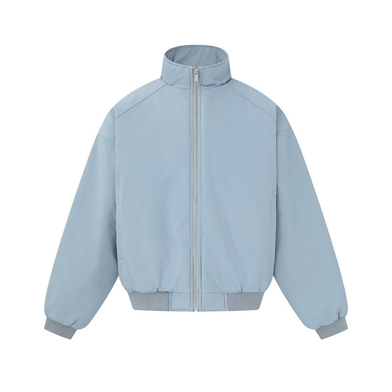 Unisex Boxy-Bomber Jacket with High Stand Collar and Elastic Hem EVA-US